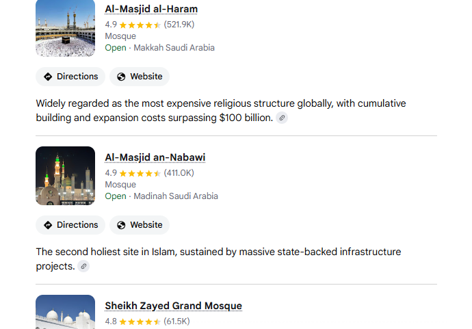 top 10 richest mosque in the world