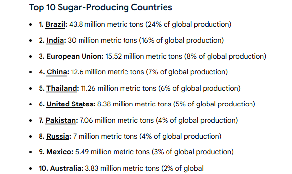 Top 10 Sugar Producer in the World